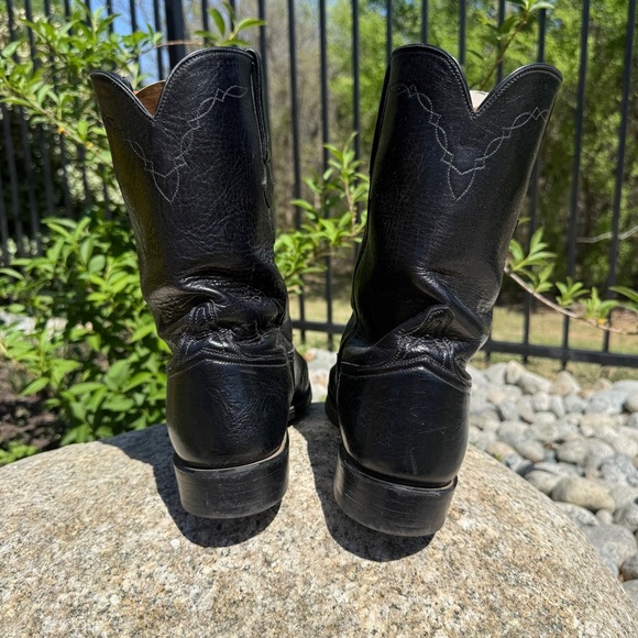VTG 1995 Lucchese Handmade Black Goat Leather Western Boots 9.5EE Classic W BOX